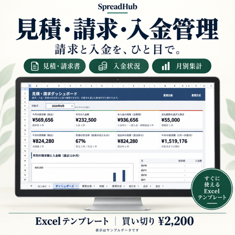 見積・請求・入金管理のサンプル画面