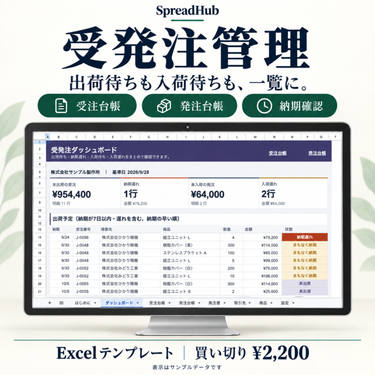 受発注管理｜納期・出荷・入荷の一覧管理のサンプル画面